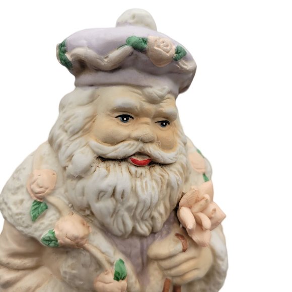 Victorian Santa Musical Porcelain Bisque Santa Claus Geese Roses Bells - Picture 5 of 11
